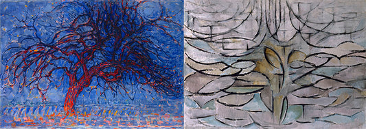Mondriaan Red Tree and Flowering Apple Tree